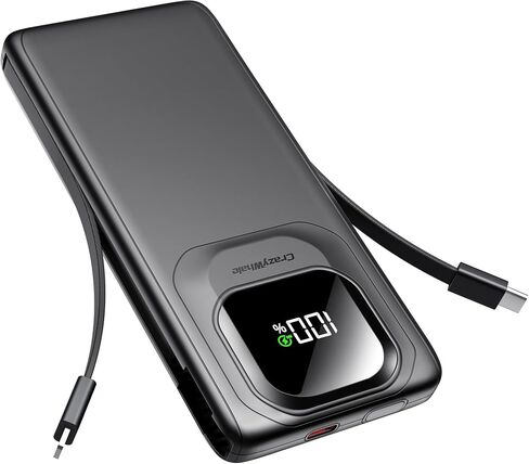 Portable Charger Power Bank with Built-in Type C Cables, 22.5W Fast Charging 10000mAh Phone Charger, Travel Battery Pack Slim Battery Bank with Smart LED Display for iPhone, Android & USB-C Devices in Saudi Arabia