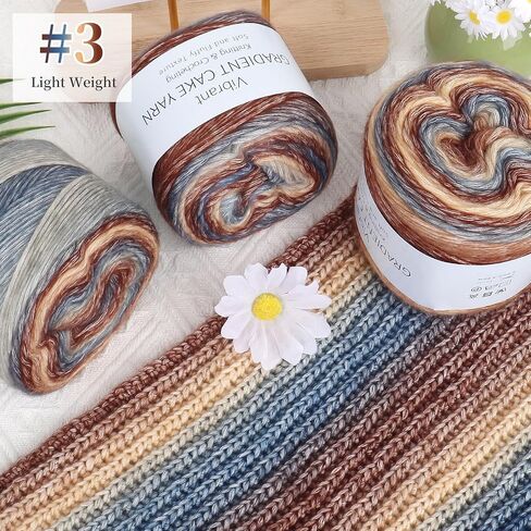 غزل كعكة aeelike للكروشيه ، 3 skeins تدرج كعكة خيوط 100g (3.52 أوقية) 245 متر (267 ياردة) ، خيوط ombré ombré ناع in Kuwait