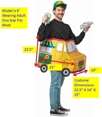 Rasta Imposta Mr. Taco Food Truck Halloween Costume with Hat, Men's Adult One Size, Multicolor in Saudi Arabia
