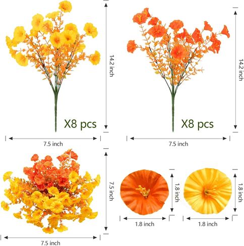 Artificial Flowers for Outdoors Spring Summer Decoration, 16 Bundles Fake Silk Realistic Morning Glory UV Resistant Faux Plastic Plants for Planter Front Door Porch Patio Yard (Fuchsia) in Saudi Arabia