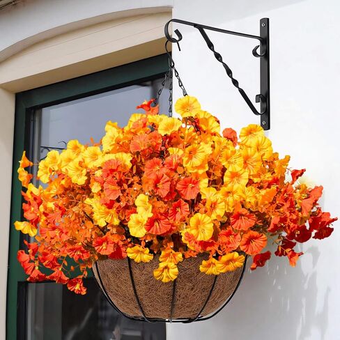 Artificial Flowers for Outdoors Spring Summer Decoration, 16 Bundles Fake Silk Realistic Morning Glory UV Resistant Faux Plastic Plants for Planter Front Door Porch Patio Yard (Fuchsia) in Saudi Arabia
