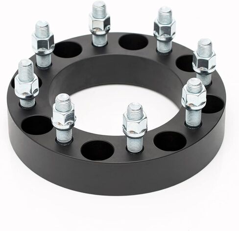 محولات عجلات VLAOSCHI باللون الأسود مقاس 8x6.5 إلى 8x180 مقاس 1.5 بوصة مع مسامير 14x1.5 متوافقة مع Chevy G-M-C 8 Lug لـ 1999-2010 Silverado Sierra 2500 3500 HD | 2014-2022 R-A-M 2500 3500 - عبوة من قطعتين in Kuwait