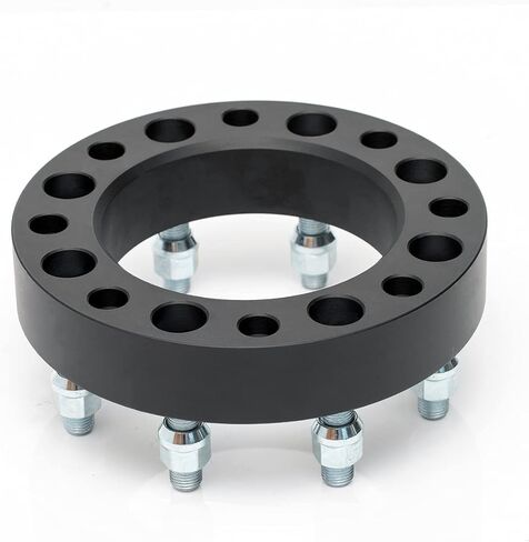 محولات عجلات VLAOSCHI باللون الأسود مقاس 8x6.5 إلى 8x180 مقاس 1.5 بوصة مع مسامير 14x1.5 متوافقة مع Chevy G-M-C 8 Lug لـ 1999-2010 Silverado Sierra 2500 3500 HD | 2014-2022 R-A-M 2500 3500 - عبوة من قطعتين in Kuwait