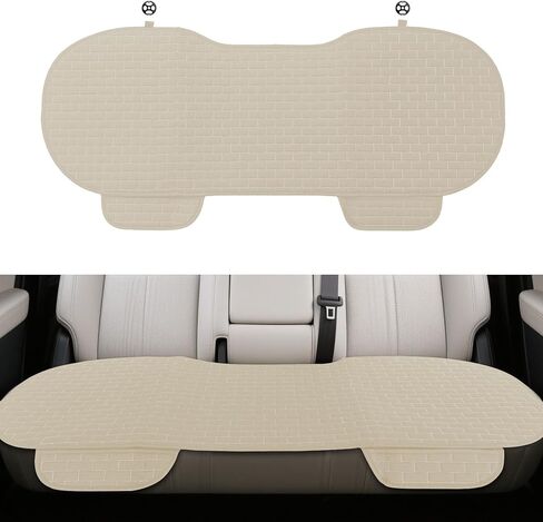 غطاء مقعد السيارة الخلفي من الكتان، وسادة المقعد الخلفي، واقيات المقعد الخلفي الطويلة المضادة للانزلاق مع جيب للتخزين، غطاء وسادة خلفي مريح ومسامي يناسب معظم سيارات الدفع الرباعي (أسود) in Kuwait