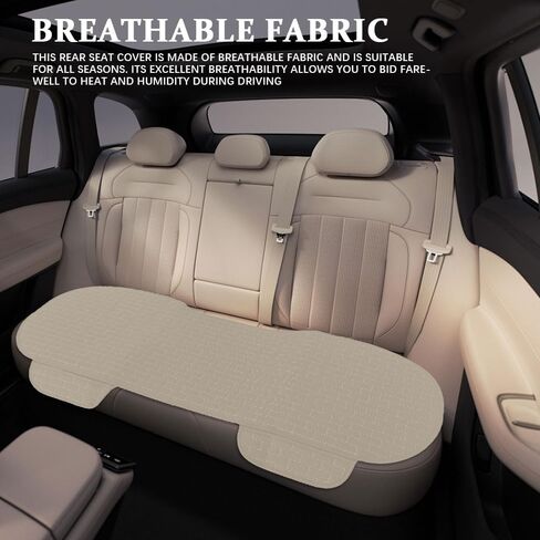 غطاء مقعد السيارة الخلفي من الكتان، وسادة المقعد الخلفي، واقيات المقعد الخلفي الطويلة المضادة للانزلاق مع جيب للتخزين، غطاء وسادة خلفي مريح ومسامي يناسب معظم سيارات الدفع الرباعي (أسود) in Kuwait