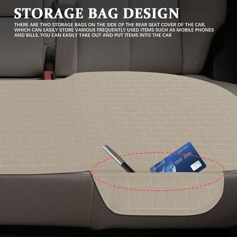 غطاء مقعد السيارة الخلفي من الكتان، وسادة المقعد الخلفي، واقيات المقعد الخلفي الطويلة المضادة للانزلاق مع جيب للتخزين، غطاء وسادة خلفي مريح ومسامي يناسب معظم سيارات الدفع الرباعي (أسود) in Kuwait