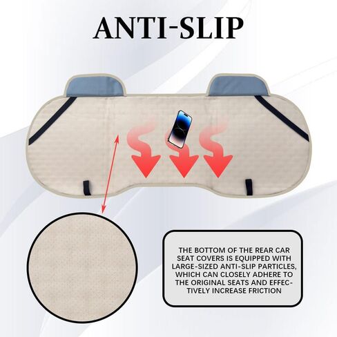 غطاء مقعد السيارة الخلفي من الكتان، وسادة المقعد الخلفي، واقيات المقعد الخلفي الطويلة المضادة للانزلاق مع جيب للتخزين، غطاء وسادة خلفي مريح ومسامي يناسب معظم سيارات الدفع الرباعي (أسود) in Kuwait