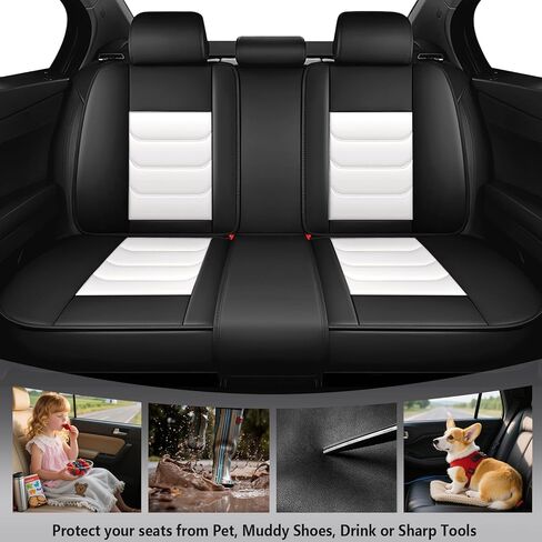 أغطية مقاعد السيارة لسيارة Subaru WRX 2015-2025، مجموعة كاملة من أغطية مقاعد جلد نابا الفاخرة، واقيات المقعد الخلفي الأمامي مقاومة للماء ومضادة للانزلاق (مجموعة كاملة قياسية / أسود) in Kuwait