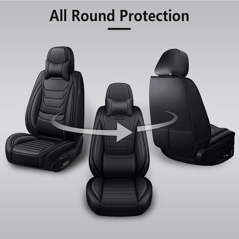 أغطية مقاعد السيارة لسيارة Subaru WRX 2015-2025، مجموعة كاملة من أغطية مقاعد جلد نابا الفاخرة، واقيات المقعد الخلفي الأمامي مقاومة للماء ومضادة للانزلاق (مجموعة كاملة قياسية / أسود) in Kuwait