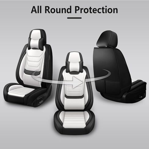 أغطية مقاعد السيارة لسيارة Subaru WRX 2015-2025، مجموعة كاملة من أغطية مقاعد جلد نابا الفاخرة، واقيات المقعد الخلفي الأمامي مقاومة للماء ومضادة للانزلاق (مجموعة كاملة قياسية / أسود) in Kuwait
