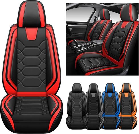 Car Seat Covers Full Set for Chrysler 300 2005-2023,Durable Waterproof Luxury Universal,Easy to Install Napa Leather Cover Set for Cars,Front Seats,Black Red in Saudi Arabia
