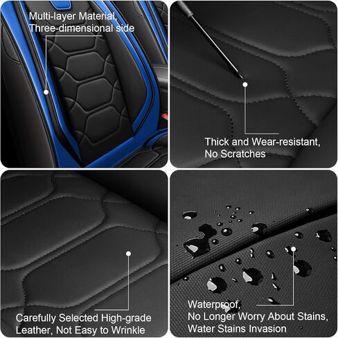 Car Seat Covers Full Set for Chrysler 300 2005-2023,Durable Waterproof Luxury Universal,Easy to Install Napa Leather Cover Set for Cars,Front Seats,Black Red in Saudi Arabia