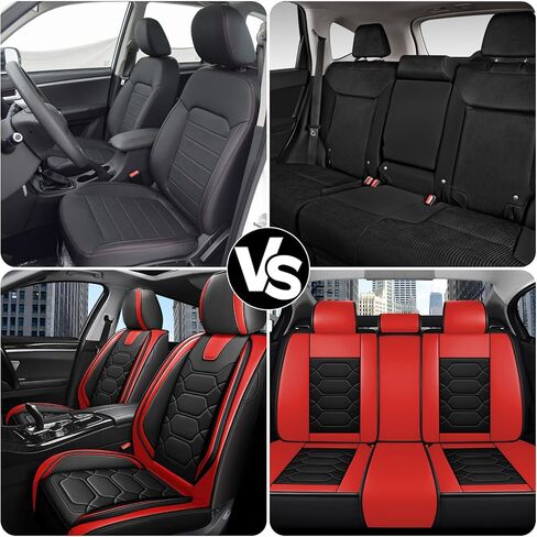 Car Seat Covers Full Set for Chrysler 300 2005-2023,Durable Waterproof Luxury Universal,Easy to Install Napa Leather Cover Set for Cars,Front Seats,Black Red in Saudi Arabia