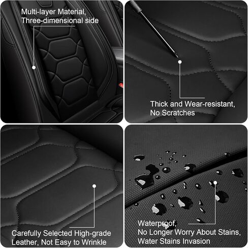 Car Seat Covers Full Set for Chrysler 300 2005-2023,Durable Waterproof Luxury Universal,Easy to Install Napa Leather Cover Set for Cars,Front Seats,Black Red in Saudi Arabia