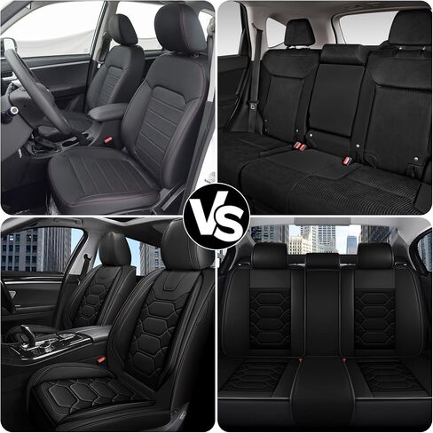 Car Seat Covers Full Set for Chrysler 300 2005-2023,Durable Waterproof Luxury Universal,Easy to Install Napa Leather Cover Set for Cars,Front Seats,Black Red in Saudi Arabia