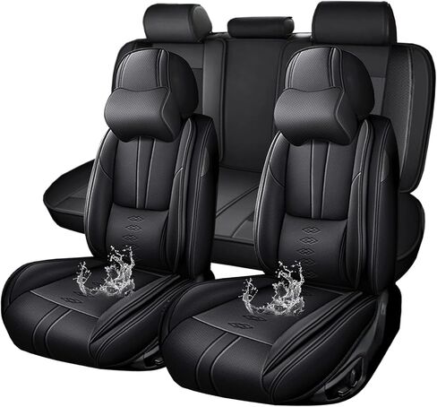 أغطية مقاعد السيارة الفاخرة لسيارة لكزس LS 430 2001-2006، غطاء مقعد جلدي مريح لسيارة LS 430، وسائد واقية لمقاعد السيارة مقاومة للماء لمقعدين (أسود) in Saudi Arabia