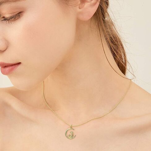 14K Gold Mom Necklace for Women, Dainty Gold Mother and Child Love up to Crescent Moon Necklace Birthday Anniversary Jewelry Gift for Mom, Wife, Daughter 16"+ 2" in Kuwait