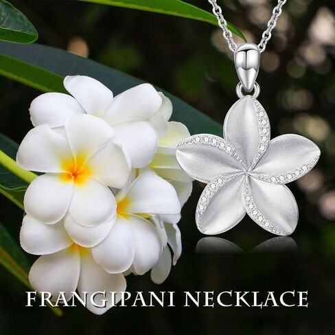 Plumeria Necklace 925 Sterling Silver Plumeria Pendant Necklace Plumeria Jewelry Gifts for Women in Saudi Arabia