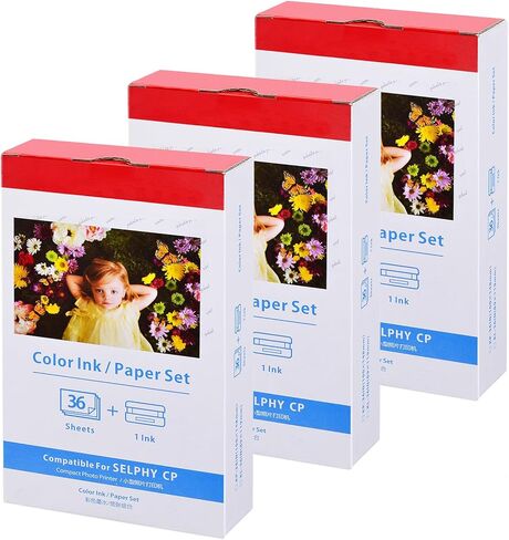 NineLeaf Compatible for Canon Selphy CP1500 CP1300 Ink and Paper KP-108IN KP108 3 Color Ink Cartridges and 108 Sheets 4x6 Photo Paper Glossy for Selphy CP1200 CP1000 CP910 CP900 CP810 Photo Printer in Kuwait