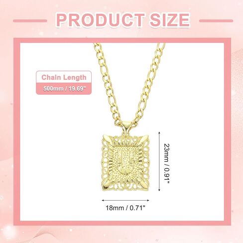 uxcell Initial Letter Pendant Necklace for Men Women, 20 Inch Stainless Steel Plated Square Capital Alphabet Pendant Chain Necklace (Gold, Letter E) in Saudi Arabia