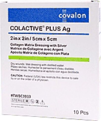 ColActive Silver Collagen Dressing 2 × 2 بوصة معقمة خالية من اللاتكس (صندوق مكون من 10 قطع لكل منهما) in Saudi Arabia