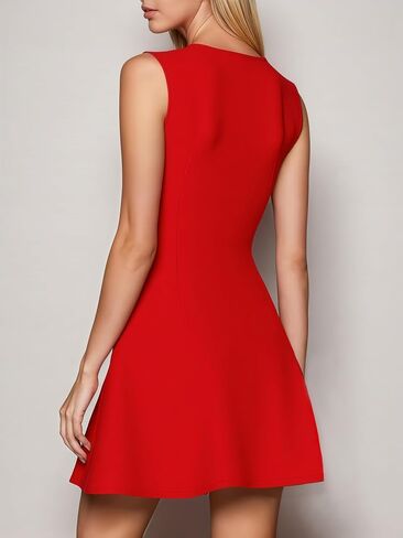 SHESEEWORLD Women's Summer Sleeveless Elegant A-Line Boat Neck Mini Dress Party Club Flared Short Dresses in Kuwait