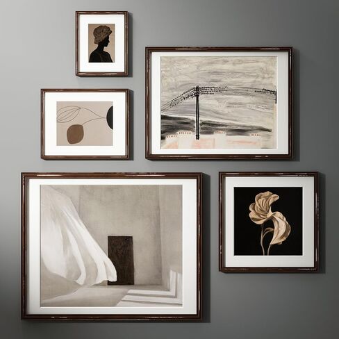8x10 inch Picture Frame, Solid Distressed Wood Photo Frame with HD Tempered Glass, Rustic Retro Picture Frame with 5x7 Removable Mat, Wall or Tabletop Display - Vintage Black, 1 Pack in Kuwait