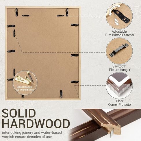 8x10 inch Picture Frame, Solid Distressed Wood Photo Frame with HD Tempered Glass, Rustic Retro Picture Frame with 5x7 Removable Mat, Wall or Tabletop Display - Vintage Black, 1 Pack in Kuwait