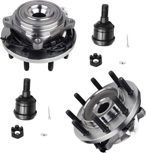 Detroit Axle - 4pc Front Wheel Bearing Hubs Kit for 2014-2018 Ram 2500, 2013-2018 Ram 3500, 2 Wheel Bearing Hubs Assembly 2 Upper Ball Joints 2015 2016 2017 Replacement in Saudi Arabia