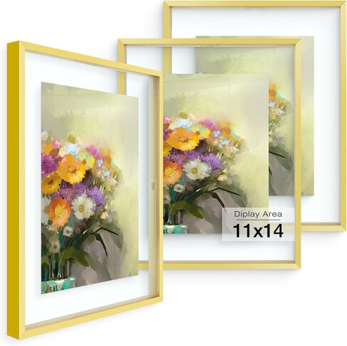 Golden State Art، مجموعة إطارات صور عائمة مقاس 11 × 14 مكونة من 3 قطع، حدود رفيعة سوداء، صور وأعمال فنية متعددة الأحجام تصل إلى 11 × 14 بوصة، للتعليق على الحائط أفقيًا وعموديًا in Saudi Arabia