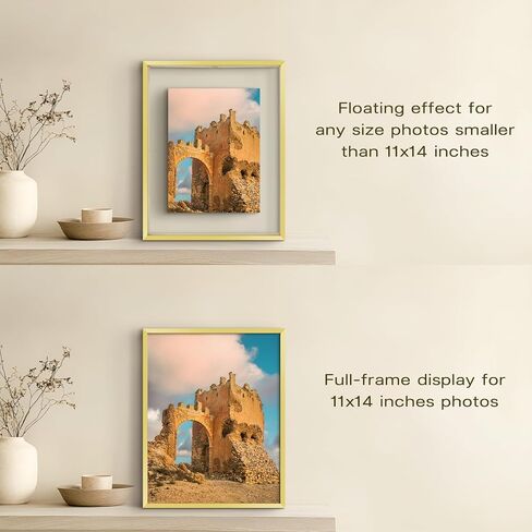 Golden State Art، مجموعة إطارات صور عائمة مقاس 11 × 14 مكونة من 3 قطع، حدود رفيعة سوداء، صور وأعمال فنية متعددة الأحجام تصل إلى 11 × 14 بوصة، للتعليق على الحائط أفقيًا وعموديًا in Saudi Arabia