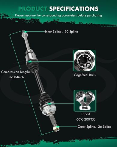 SCITOO Complete Front CV Axle Half Shaft For 66-5044 NCV69506 TO-8-8530A For Toyota Camry 1992-2001, For Toyota Solara 1999-2001 in Saudi Arabia