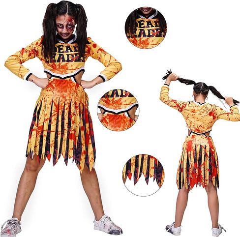 Adult Bloody Zombie Cheerleader Costume for Women and Zombie Football Player Costume for Men in Saudi Arabia