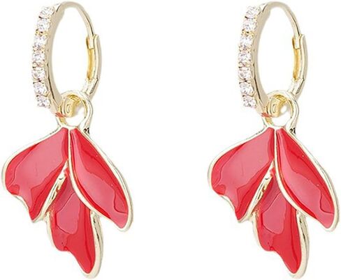 Maple Leaf Earrings for Women Autumn Thanksgiving Earrings Red Crystal Maple Leaf Dangle Earrings Thanksgiving Jewelry Gifts for Women in Saudi Arabia