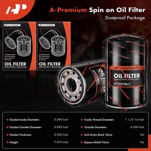 A-Premium 2-PC 10K Miles Protection Spin On Oil Filter Compatible with Ford F-250, F-250 HD, F-250 Super Duty, F-350, F-350 Super Duty, F-450 Super Duty, F-550 Super Duty & International Harvester in Saudi Arabia