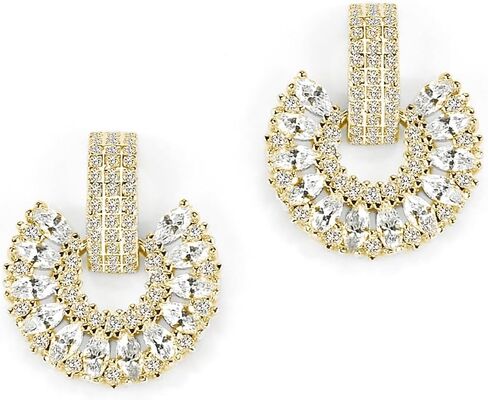 Knot Earrings for Women, Gold Plated Geometric Drop Dangle Earrings for Prom Wedding Bridesmaid Jewelry Gift -Cubic Zirconia in Saudi Arabia
