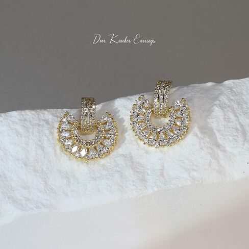 Knot Earrings for Women, Gold Plated Geometric Drop Dangle Earrings for Prom Wedding Bridesmaid Jewelry Gift -Cubic Zirconia in Saudi Arabia
