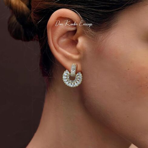 Knot Earrings for Women, Gold Plated Geometric Drop Dangle Earrings for Prom Wedding Bridesmaid Jewelry Gift -Cubic Zirconia in Saudi Arabia