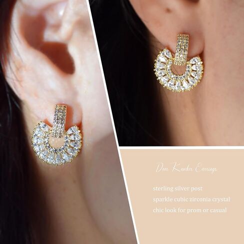 Knot Earrings for Women, Gold Plated Geometric Drop Dangle Earrings for Prom Wedding Bridesmaid Jewelry Gift -Cubic Zirconia in Saudi Arabia
