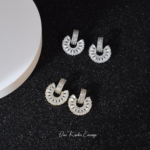 Knot Earrings for Women, Gold Plated Geometric Drop Dangle Earrings for Prom Wedding Bridesmaid Jewelry Gift -Cubic Zirconia in Saudi Arabia