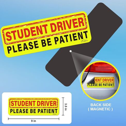 Student Driver Magnet Safety Sign - Car Vehicle Reflective Sticker Bumper for New Drivers - Set of 3 in Saudi Arabia