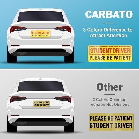 Student Driver Magnet Safety Sign - Car Vehicle Reflective Sticker Bumper for New Drivers - Set of 3 in Saudi Arabia