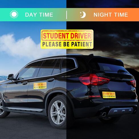 Student Driver Magnet Safety Sign - Car Vehicle Reflective Sticker Bumper for New Drivers - Set of 3 in Saudi Arabia