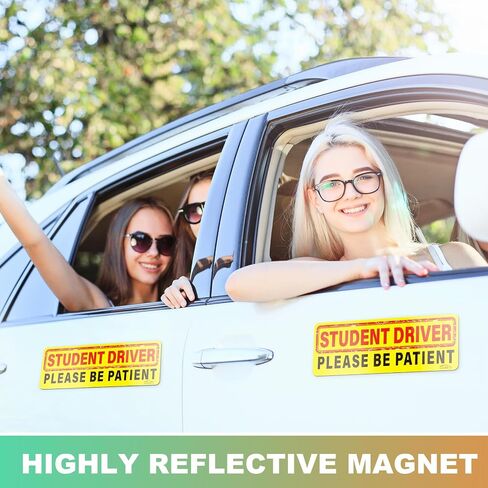 Student Driver Magnet Safety Sign - Car Vehicle Reflective Sticker Bumper for New Drivers - Set of 3 in Saudi Arabia