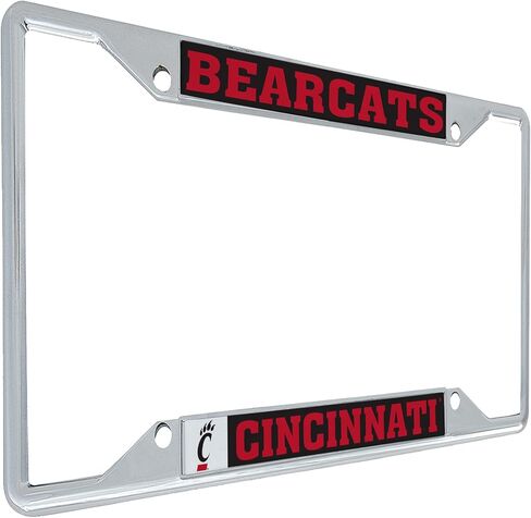 Desert Cactus University of Cincinnati License Plate Frame Bearcats UC Metal Car Tag Holder for Front or Back of Car Officially Licensed (Mascot) in Saudi Arabia