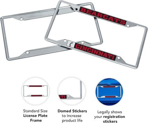 Desert Cactus University of Cincinnati License Plate Frame Bearcats UC Metal Car Tag Holder for Front or Back of Car Officially Licensed (Mascot) in Saudi Arabia
