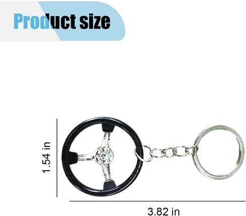 Auto Parts Steering Wheel Shape Key Chain, 3D Metal Car Key Holder, Car Key Ring Accessories for Vehicle, Backpack (Black/White) in Kuwait