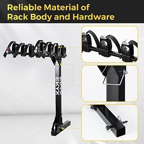 4 Bikes Car Rack, Bicycle Hitch Mount Racks for SUV Truck Vans with 2 in. Hitch Receiver, Foldable Steel Frame, Tilt-Away Mode, Easy Assembly, 143lbs Ultra Load Bearing, Safe Locking in Saudi Arabia