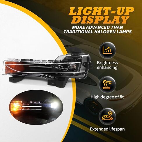 Left Side Fog Light Compatible with Model 3 2017-2023 Model Y 2020-2023 Front Bumper Fog Lamp Amber DRL Driver Side 1077391-00-D 1077391-00-E 1077391-00-F (Left) in Saudi Arabia
