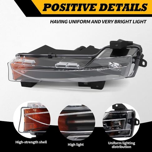 Left Side Fog Light Compatible with Model 3 2017-2023 Model Y 2020-2023 Front Bumper Fog Lamp Amber DRL Driver Side 1077391-00-D 1077391-00-E 1077391-00-F (Left) in Saudi Arabia